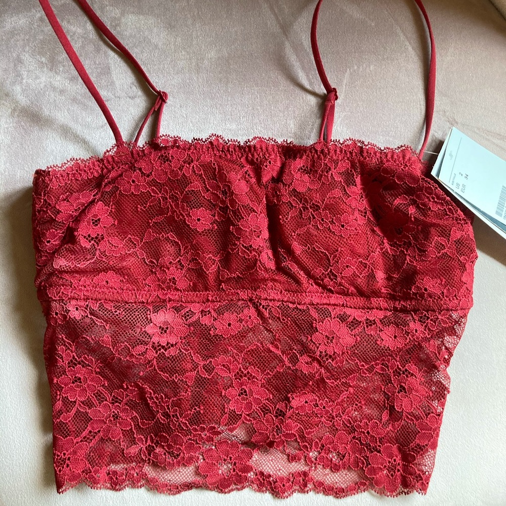 H&M deep red lace bralette NWT